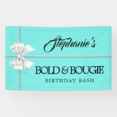 Elegant Aqua Blauwgroen Tiffany Thema Verjaardagsf Spandoek (Horizontaal)