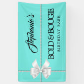 Elegant Aqua Blauwgroen Tiffany Thema Verjaardagsf Spandoek (Verticaal)