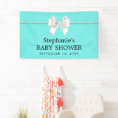 Elegant Aqua Blauwgroen Tiffany Theme Baby shower Spandoek (Insitu)