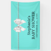 Elegant Aqua Blauwgroen Tiffany Theme Baby shower Spandoek (Verticaal)