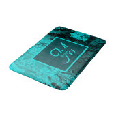 Elegant Aqua Blauwgroen vet Script Monogram Badmat (Gekanteld)
