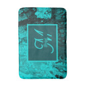 Elegant Aqua Blauwgroen vet Script Monogram Badmat (Voorkant Verticaal)