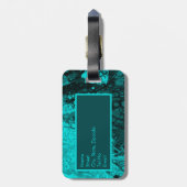 Elegant Aqua Blauwgroen vet Script Monogram Bagagelabel (Achterkant verticaal)
