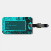 Elegant Aqua Blauwgroen vet Script Monogram Bagagelabel (Achterkant horizontaal)