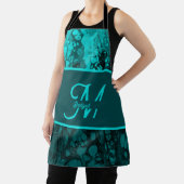 Elegant Aqua Blauwgroen vet Script Monogram Schort (Insitu)