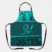 Elegant Aqua Blauwgroen vet Script Monogram Schort (Voorkant)