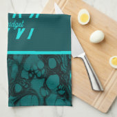 Elegant Aqua Blauwgroen vet Script Monogram Theedoek (Quarter Fold)
