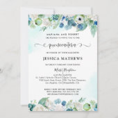 elegant Aqua Blauwgroen Waterverf Quinceañera in F Kaart (Voorkant)