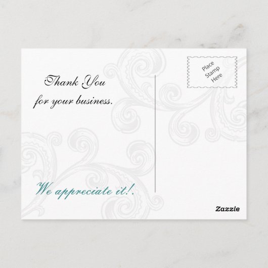 elegant aqua bloeit zaken Dank u Kaarten (Achterkant)