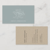 ELEGANT AQUA BLUE BLAUWGROEN FAUX GOLD LOTUS FLORA VISITEKAARTJE (Voorkant / Achterkant)