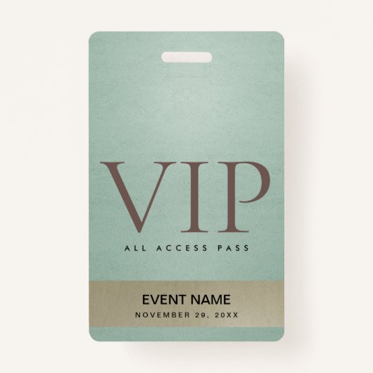 ELEGANT AQUA BLUE BLEEK GOLD VIP EVENT ACCESS PASS BADGE (Voorkant)