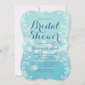 Elegant Aqua Blue Bridal Shower Invitations Kaart (Voorkant)