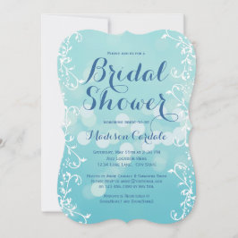 Elegant Aqua Blue Bridal Shower Invitations Kaart