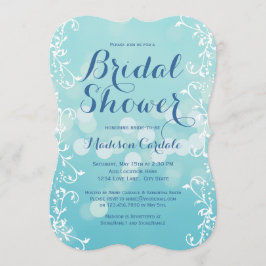 Elegant Aqua Blue Bridal Shower Invitations Kaart