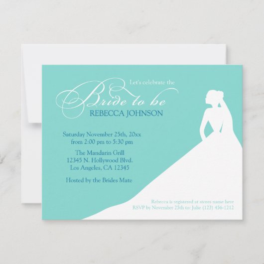 Elegant aqua blue "Bride to be" vrijgezellenfeest Kaart (Voorkant)