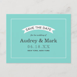 Elegant Aqua Blue Bruiloft Save the Date Aankondigingskaart
