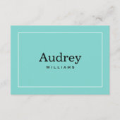 Elegant Aqua Blue Custom Bruid Naam Monogram Notitiekaartje (Voorkant)