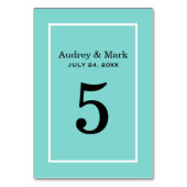 Elegant Aqua Blue Custom Wedding Monogram Kaart (Achterkant)