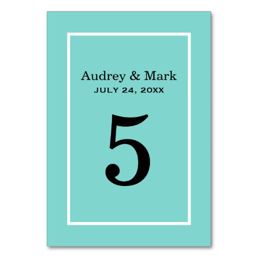 Elegant Aqua Blue Custom Wedding Monogram Kaart (Voorkant)