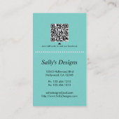 Elegant Aqua Blue Damask Visitekaartje (Achterkant)