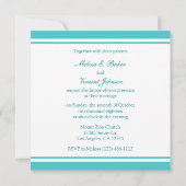Elegant Aqua Blue Damask Wedding Invites Kaart (Achterkant)