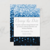ELEGANT AQUA BLUE DIAMOND SILVER POSTPONEMENT KAAR RSVP KAARTJE (Voorkant / Achterkant)