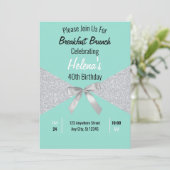 Elegant Aqua Blue en Silver Glitter Birthday Kaart (Staand voorkant)