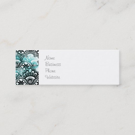 Elegant Aqua Blue Faded Distress Damask La Mini Visitekaartje (Voorkant)