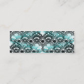 Elegant Aqua Blue Faded Distress Damask La Mini Visitekaartje (Achterkant)