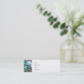 Elegant Aqua Blue Faded Distress Damask La Mini Visitekaartje (Staand voorkant)