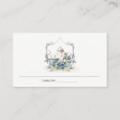 Elegant Aqua Blue floral Teapot Cup Crest Weddensc Plaatskaartje (Achterkant)