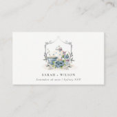 Elegant Aqua Blue floral Teapot Cup Crest Weddensc Plaatskaartje (Voorkant)