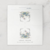 Elegant Aqua Blue floral Teapot Cup Crest Weddensc Plaatskaartje (Buitenkant ongevouwen)