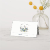 Elegant Aqua Blue floral Teapot Cup Crest Weddensc Plaatskaartje (Achterkant)