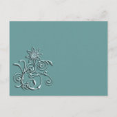 Elegant Aqua Blue Flower Wedding Uitnodiging (Achterkant)
