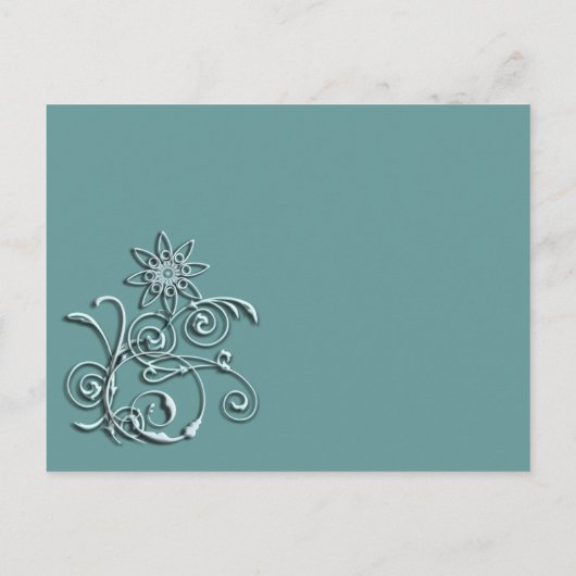 Elegant Aqua Blue Flower Wedding Uitnodiging (Achterkant)