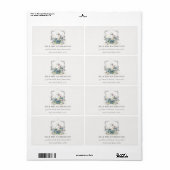 Elegant Aqua Blue Foral Teapot Cup Crest Adres Etiket (Full Sheet)