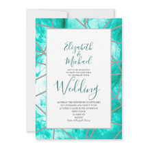 Elegant Aqua Blue Geometric Formal Wedding