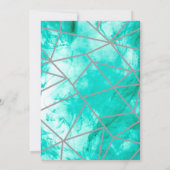 Elegant Aqua Blue Geometric Formal Wedding Kaart (Achterkant)
