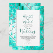 Elegant Aqua Blue Geometric Formal Wedding Kaart (Voorkant / Achterkant)