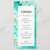 Elegant Aqua Blue Geometric Gold Menu (Voorkant / Achterkant)