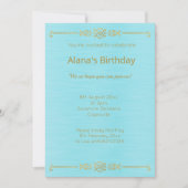 ELEGANT AQUA BLUE GOLD GRORDER INVITATION KAART (Voorkant)