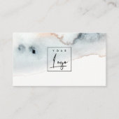 Elegant Aqua Blue Gold Waterverf Beachy Logo Visitekaartje (Voorkant)