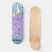 Elegant Aqua Blue Gradient Ombre Aangepaste naam Persoonlijk Skateboard (Voorkant)
