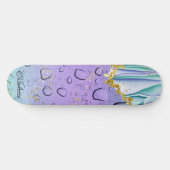 Elegant Aqua Blue Gradient Ombre Aangepaste naam Persoonlijk Skateboard (Horizontaal)