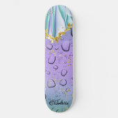 Elegant Aqua Blue Gradient Ombre Aangepaste naam Persoonlijk Skateboard (Voorkant)