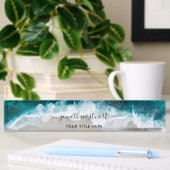 Elegant Aqua Blue Green Beach Script Naambordje