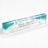 Elegant Aqua Blue Green Beach Script Naambordje
