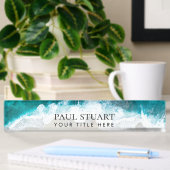 Elegant Aqua Blue Green Beach Script Naambordje