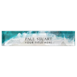 Elegant Aqua Blue Green Beach Script Naambordje